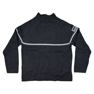 Vintage 90s Iceberg Jeans Wool Black Gray Logo Mock Neck Sweater Mens Medium